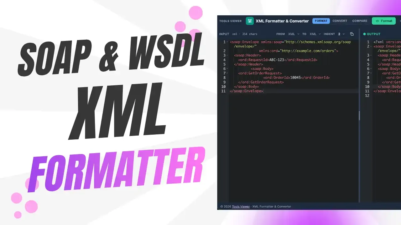 SOAP & WSDL XML Formatter — Format and Inspect XML Online